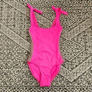 Lemlem Lena Nageur One Piece Swimsuit Size XS in Bright Pink